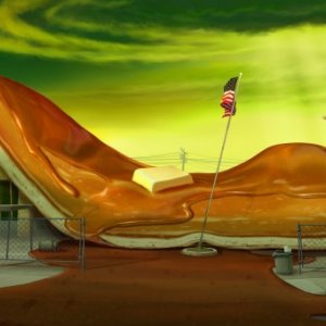 Una scena inquietante del film Piovono polpette