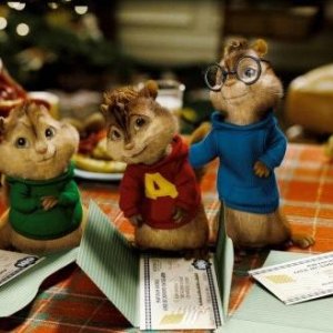 Theodore, Alvin e Simon in una scena del film Alvin Superstar