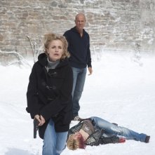 Heiner Lauterbach ed Isabella Ferrari in un momento della fiction Nel Bianco