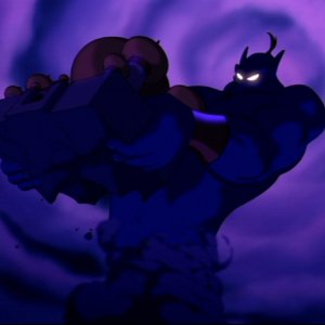 Il Genio in una drammatica scena del film d'animazione Aladdin