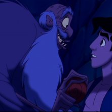 Il protagonista e il gran visir Jafar in una scena del film d'animazione Aladdin