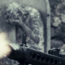 Un primo piano di un soldato tedesco tratto dal film L'uomo che verrà