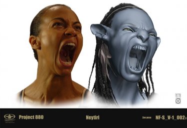 Un'espressione facciale dell'attrice Zoe Saldana copiata poi sul suo personaggio per il film Avatar
