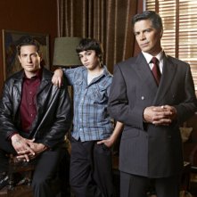 Caprica: Sasha Roiz, Sina Najafi ed Esai Morales in una foto promozionale