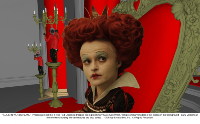Alice In Wonderland Terzo Progression Still Che Illustra Lo Sviluppo Di Una Sequenza Nella Quale Appare Helena Bonham Carter 145260