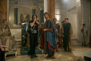 Il regista Christian Duguay e Alessandro Preziosi sul set del film TV su Sant'Agostino
