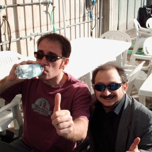 Orfeo Orlando e Valerio Mastandrea durante una pausa di Buttafuori