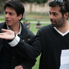 Shahrukh Khan e Karan Johar sul set del film My Name Is Khan