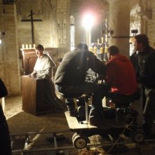 Adriano Braidotti sul set del film Giovanni Scoto, diretto da Fernando Muraca