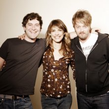 Mark Duplass, Lynn Shelton e Joshua Leonard sul set del film Humpday