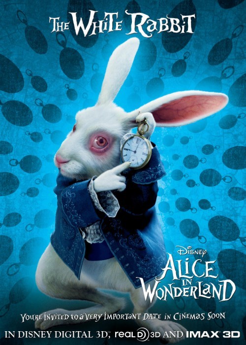 Character Poster Inglese Con Il Coniglio Bianco Alice In Wonderland 147798