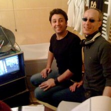 Il regista Giuseppe Lazzari sul set del film Sentirsi dire