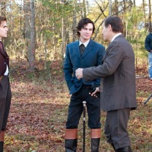 Paul Wesley, Ian Somerhalder e James Remar sul set dell'episodio Children of the Damned