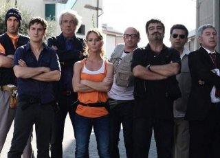 Una foto del cast di Boris 3 con Paolo Calabresi, Alessandro Tiberi, Caterina Guzzanti, Antonio Catania, Ninni Bruschetta, Pietro Sermonti e Francesco Pannofino