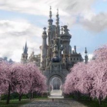 Una suggestiva immagine del castello di Alice in Wonderland diretto da Tim Burton