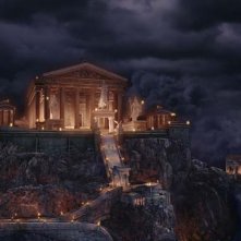 Un'immagine del maestoso Olimpo dal film Percy Jackson e gli dei dell'Olimpo: Il ladro di fulmini