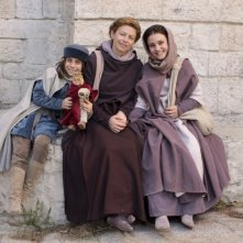 Amanda Sandrelli e i piccoli Noemi e Nicholas Marzullo sul set del film Christine Cristina