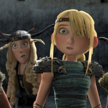 Tuffnut, Fishlegs, Astrid e Ruffnut in una scena del film Dragon Trainer