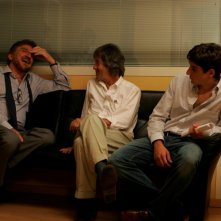 Gigi Proietti, il regista Carlo Vanzina e Carlo Fabiano sul set de La vita è una cosa meravigliosa