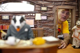 Bill Murray dà la voce al signor Badger sul set del film Fantastic Mr. Fox