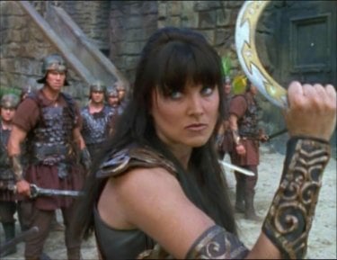 Lucy Lawless nell'episodio Xena e la maschera di Codro di Xena