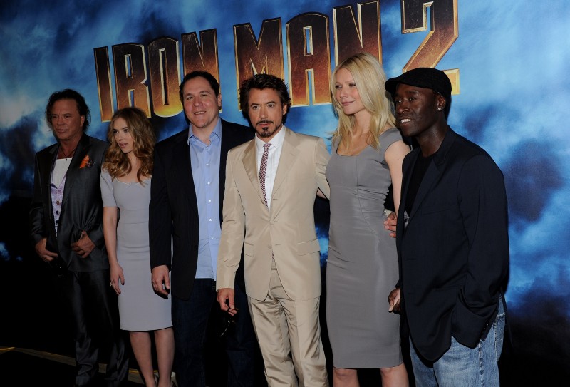 Don Cheadle Robert Downey Jr Gwyneth Paltrow Mickey Rourke Jon Favreau Scarlett Johansson Al Photocall Di Iron Man 2 A Los Angeles 159549
