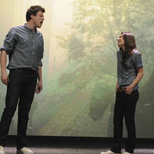Cory Monteith e Lea Michele in una scena dell'episodio Laryngitis di Glee