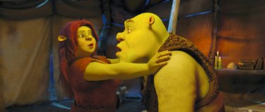 Shrek e l'amata Fiona nel film Shrek e vissero felici e contenti