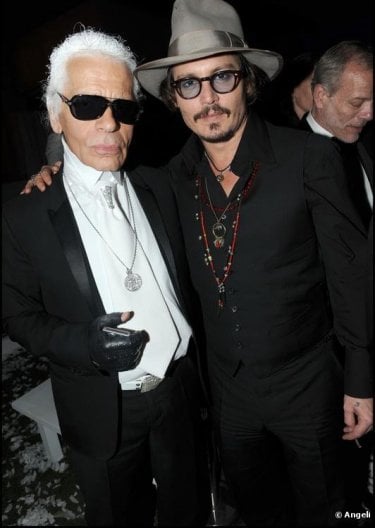 Cannes 2010: Johnny Depp con Karl Lagerfeld al party organizzato da Chanel al Vip Room