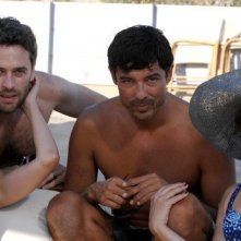 Maria De Medeiros, Massimo Poggio, Alessandro Gassman e Michela Cescon sul set del film Il compleanno