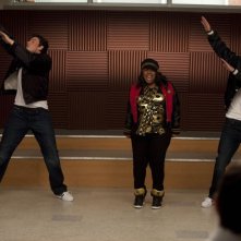 Glee: Cory Monteith, Amber Riley e Mark Salling nell'episodio Funk