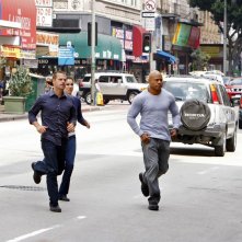 Il trio protagonista in una scena dell'episodio Found di NCIS: Los Angeles