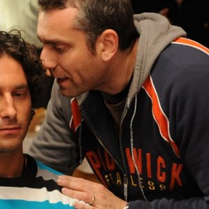 Rosario Rannisi con il regista Max Leonida sul set del film Backward