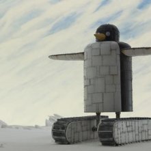 Un pinguino minaccioso nel film animato A Town Called Panic