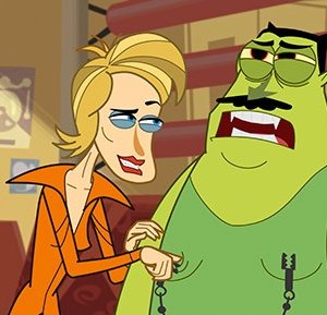 Il personaggio interpretato da Jane Lynch in una scena dell'episodio Screw the EPA di Neighbors from Hell