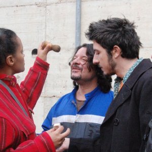 Paolo Ruffini e Lillo Petrolo sul set di Cacao, di Luca Rea