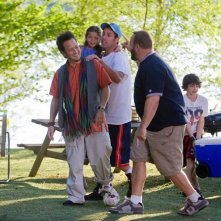 Adam Sandler, Rob Schneider e Kevin James in una scena di Un weekend da bamboccioni