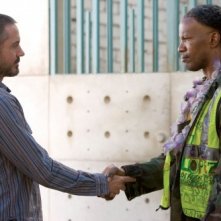 Robert Downey Jr. con Jamie Foxx nel film The Soloist