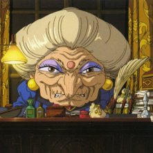 La buffa strega Yubaba in una scena del film d'animazione La città incantata - Spirited Away