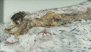 'Stephanie Reading', un dipinto a olio (su vetro) realizzato da Lucy Liu.