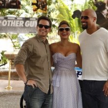 Mark Wahlberg, Dwayne Johnson ed Eva Mendes sul set di the Other Guys