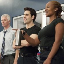 Melanie Nicholls King e Ben Bass in un momento dell'episodio Honor Role di Rookie Blue