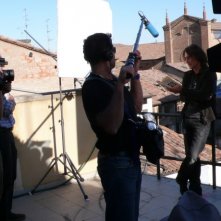 Luciano Ligabue sul set del film Niente Paura