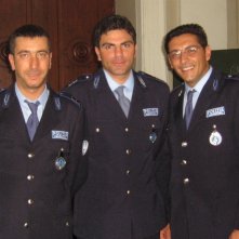 Salvatore Ruocco (al centro) sul set del film Gorbaciov - il cassiere col vizio del gioco, di Stefano Incerti