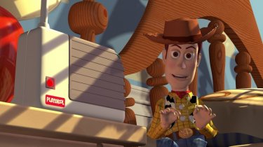 Il cowboy Woody in una scena del film d'animazione Toy Story (1995)