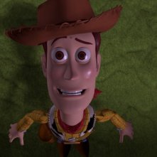 Woody preoccupato in una scena del film d'animazione Toy Story (1995)
