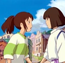 Chihiro e Aku in una scena del film d'animazione La città incantata - Spirited Away
