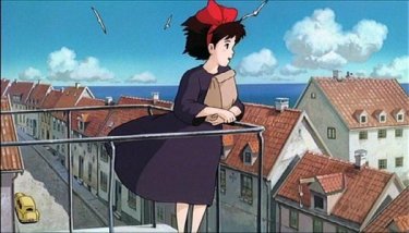 Kiki in una sequenza del film d'animazione Kiki consegne a domicilio