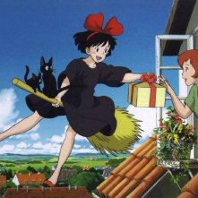 Kiki in una sequenza del film d'animazione Kiki consegne a domicilio del 1989