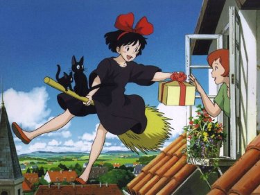 Kiki in una sequenza del film d'animazione Kiki consegne a domicilio del 1989